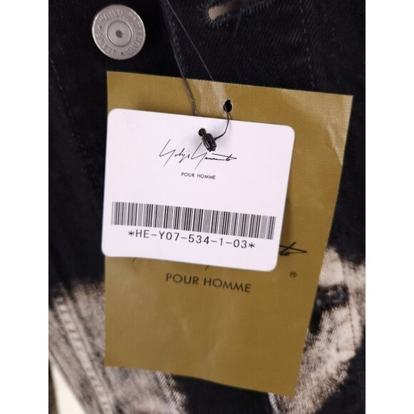 Yohji Yamamoto Pour Homme Washed Denim Jacket Mens 3 M Black He-Y07-534-1 - Picture 14 of 14